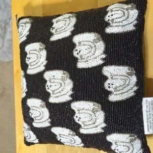 Spooky Ghost Beaded Halloween Pillow